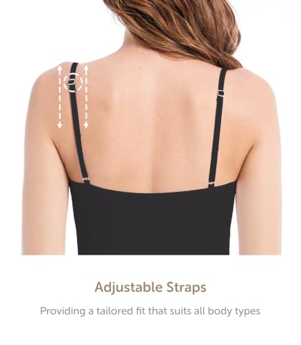 Comfneat Women's 4-Pack Slim-Fit Camisole Adjustable Spaghetti Strap Tops - color: Black 4-pack, size: Small