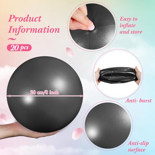 Sotiff 20 Pcs Small Pilates Ball Bulk 9 Inch Mini Yoga Ball - color: Gray,Black