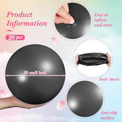 Sotiff 20 Pcs Small Pilates Ball Bulk 9 Inch Mini Yoga Ball - color: Gray,Black