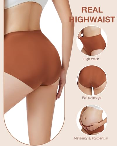 Womens Underwear Seamless Full Coverage Breathable Briefs No Show Silky Stretch High Waisted Ladies Panties 6 Pack - color: Multicolor-a1, size: XX-Large