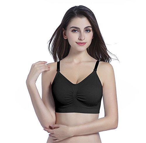 Suekaphin 5PACK Nursing Bra Wireless Bra Women's Sleeping Maternity Bra Breastfeeding Bra - color: Black/Winered/Mintgreen/Navyblue/Palegreen, size: Medium