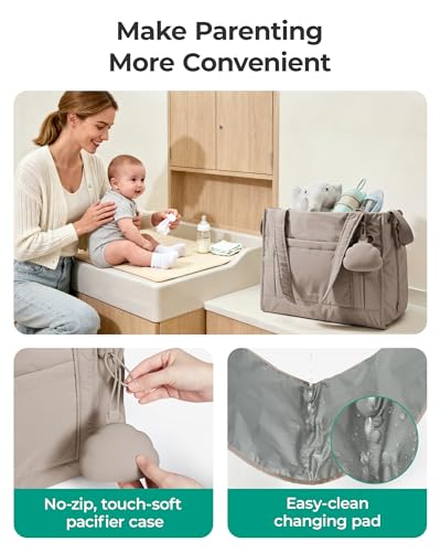 BAGSMART Diaper Bag Tote Puffer Baby Bag Lightweight for Travel, Work - color: Coffee
