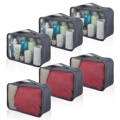 6 Pcs Packing Cubes, Mesh Travel Organizers, Foldable Laundry Bags, Water Resistant Clothing Storage for Travel, Camping, Backpacking