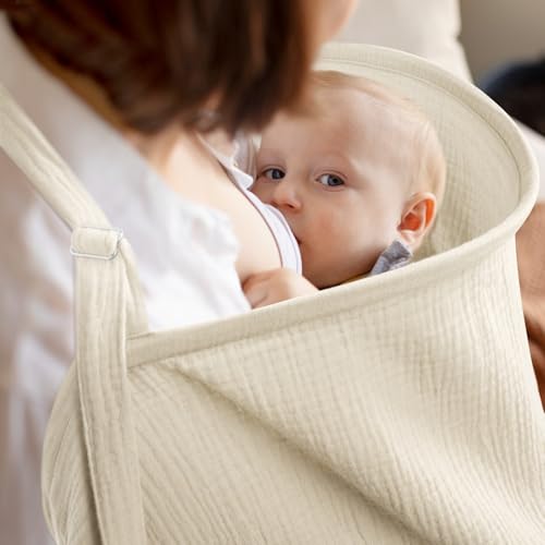 MEXXI Muslin Nursing Covers for Breastfeeding, 2 Pack Privacy Nursing Apron - color: Cream