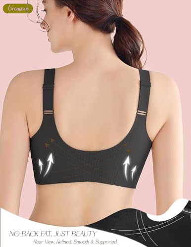 Womens Front Closure Bras for Women Seamless Soft Mastectomy Bra - color: Magic Black, size: 3X-Large
