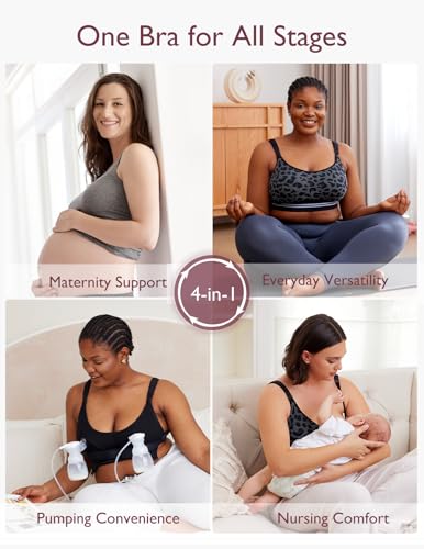 Momcozy Pumping Bra Hands Free, All-in-One Nursing & Pumping Seamless Bra for Wearable & Flange Pumps - size: Medium