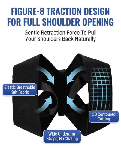 Boiten Back Posture Corrector for Women & Men Back Straightener Strap, Black, XL