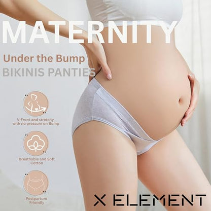 Maternity Underwear 5-Pack, Cotton Blend Postpartum Panties, V-Front Under-the-Bump Briefs, Multi-Color - color: Mottled, size: Medium