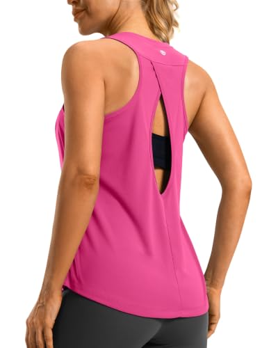 G Gradual Women's Workout Tops Open Back Athletic Tank Tops Running Shirts - color: Magenta, size: Medium