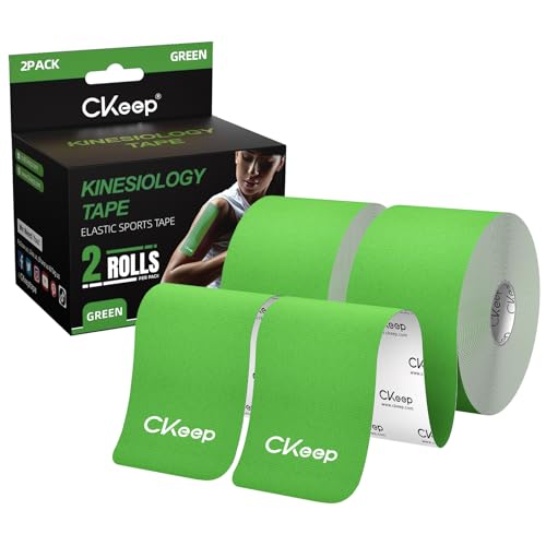 CKeep Kinesiology Tape, Uncut Premium Elastic Athletic Tape 2 Rolls, Green - color: Green, size: 2 Rolls