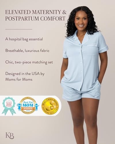 Kindred Bravely Clea Short Sleeve Pajama Set, Maternity & Nursing Sleepwear - color: Mist, size: Large