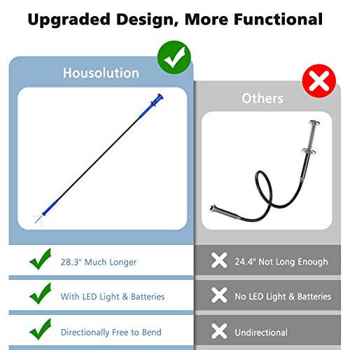 Housolution 28.34in Grabber Tool Magnetic, Bendable with LED Lights, Blue - color: Blue