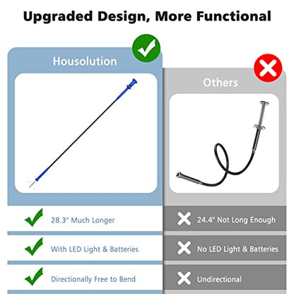 Housolution 28.34in Grabber Tool Magnetic, Bendable with LED Lights, Blue - color: Blue