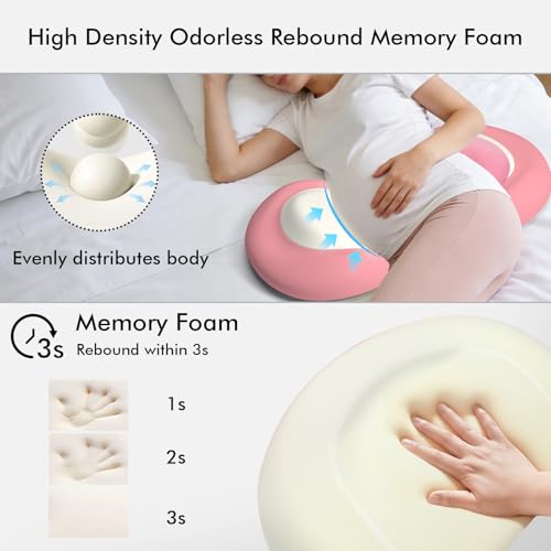 Pregnancy Pillows for Sleeping, Memory Foam Cooling Maternity Wedge Pillow - color: Pink
