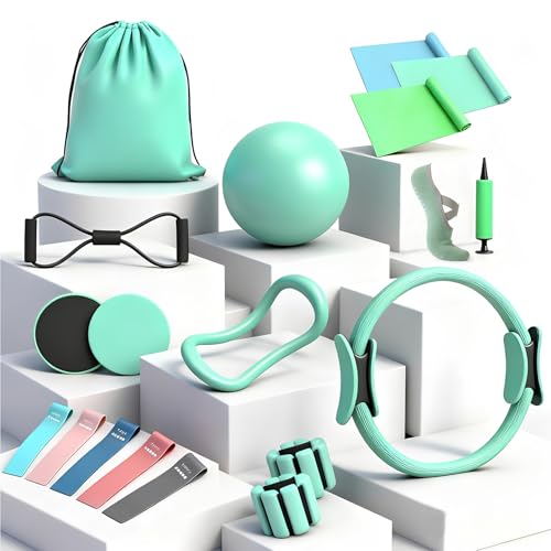 18PCS Pilates Kit, Pilates Equipment Set, Home Workout Kit for Women - color: Green