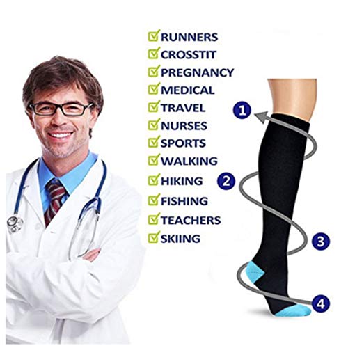 zuoge 3 Pairs Compression Socks Pack - Best Medical, Nursing, Travel & Flight Socks - Running & Fitness - 15-20mmHg - color: Black, size: Large-X-Large