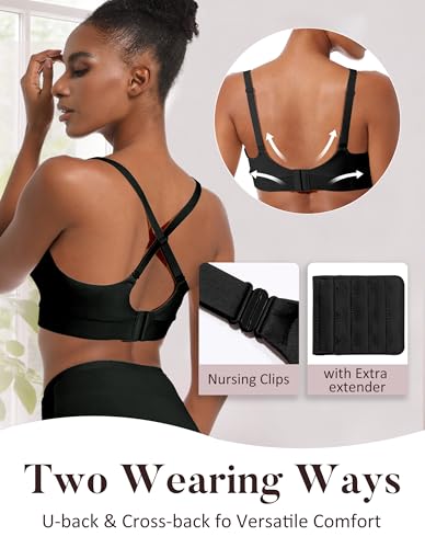 AIRCUTE Nursing Bras for Breastfeeding Seamless Postpartum Bra Soft Pregnancy Bra Wireless Maternity Bralette - color: Black, size: Large
