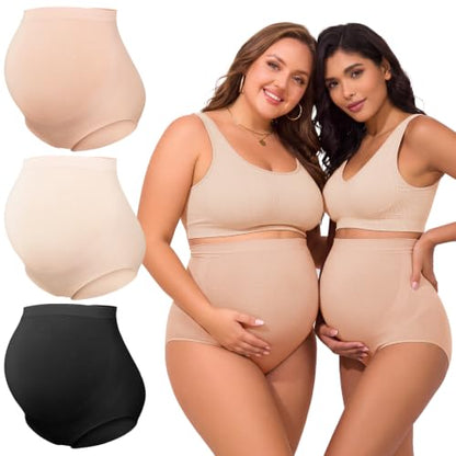 Summer Mae Maternity Underwear 76% Rayon Made from Bamboo Soft Breathable - color: Black,skin,white-3 Pc, size: Medium