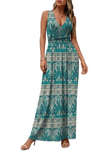 CATHY Maxi Dresses for Women Casual Summer Dress with Pockets S-3XL - color: Blue-khaki, size: Small