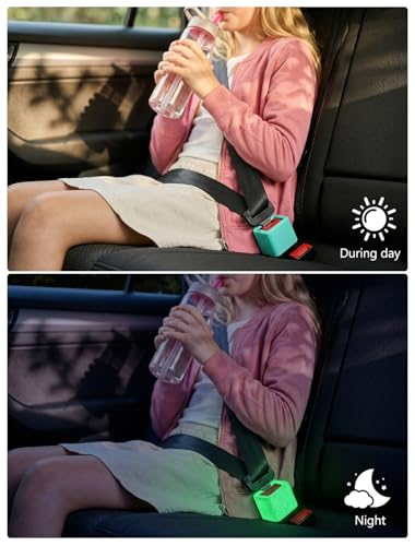 Glow In The Dark Seat Belt Buckle Holder, 2 Pack Silicone Universal - color: Green