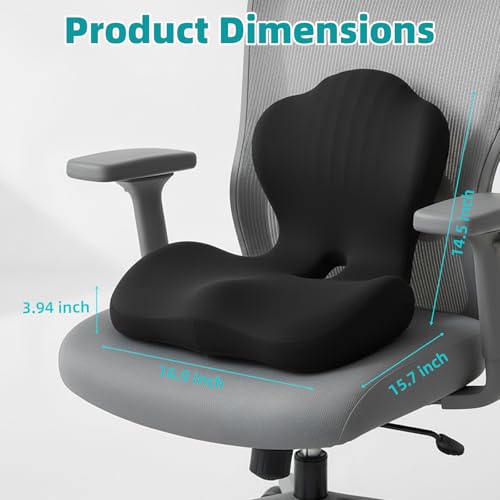 Office Chair Cushion with Back Support, Ergonomic Memory Foam (Black) - color: Black