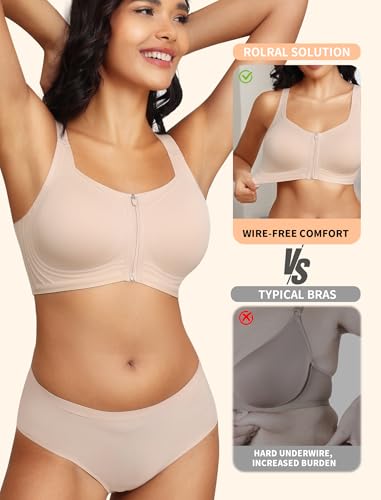 Zip Front Bra for Women Post Surgery, Mastectomy Recovery Bra | Front Closure Wireless Full Coverage - color: Nude, size: XX-Large