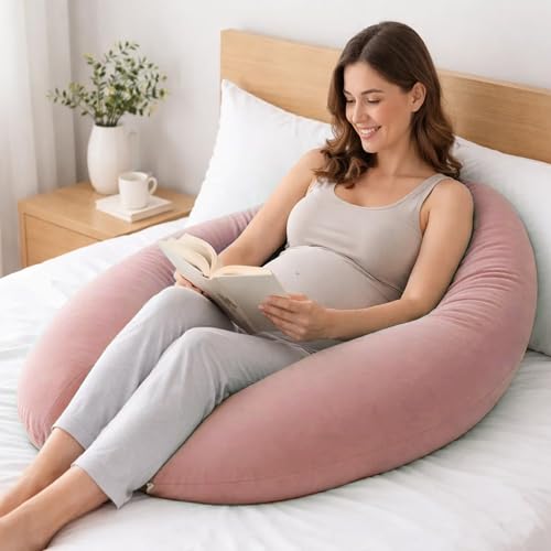 Pregnancy Pillow for Side Sleeping, 71 Inch C Shaped Long Body Pillow, Sleep Bolster Pillow, Maternity Body Pillow with Removable Cover, Soft and Supportive, Pink - color: Pink