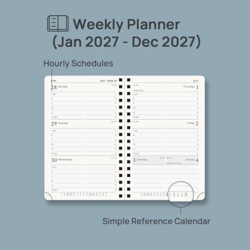 POPRUN 2027 Pocket Calendar, 4" x 6.25", Small Planner Weekly and Monthly - color: Pacific Green, size: Small 4" x 6.25", style: Calendar Year 2027