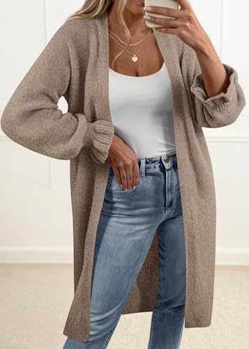 KIRUNDO Long Cardigans for Women Oversized Open Front Coats - color: Caramel, size: Medium