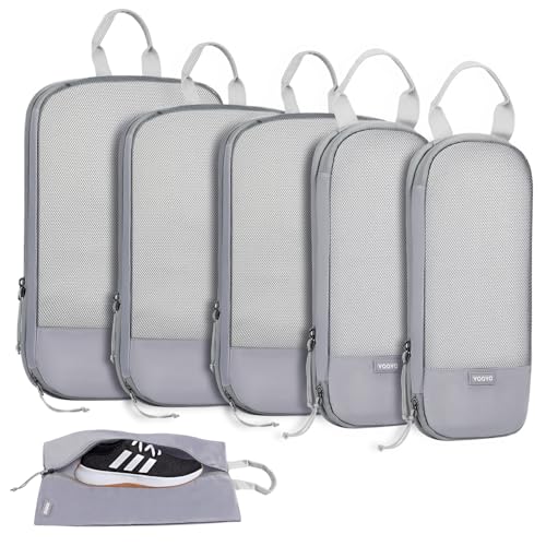 Voova Compression Packing Cubes for Travel, 6 Piece Set, Grey - color: Grey