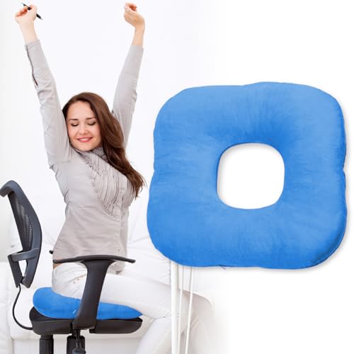 Donut Pillow for Tailbone Pain, Hemorrhoid Pillow (Blue) - color: Blue