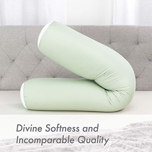 Microbead Body Pillow, Side Sleeping & Pregnancy, 48x8 in, Cadet Grey - color: Cadet Grey, size: Pillow & Cover