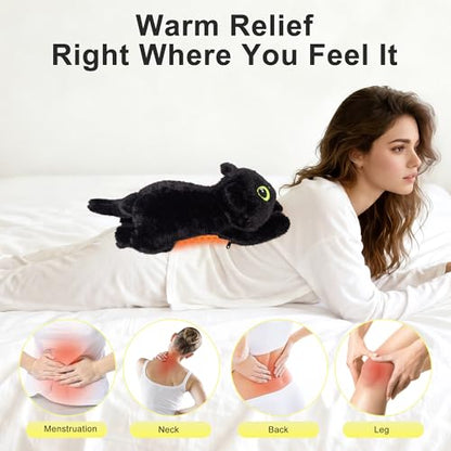 Black Cat Heating Pad Plush, USB Electric Warm Cushion with Timer for Women - color: Black Cat Heating Pad