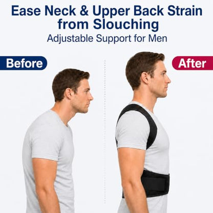 Back Posture Corrector Brace for Men, Full Back-Anchored Posture Brace - size: L/XL (Waist: 42” -51”)