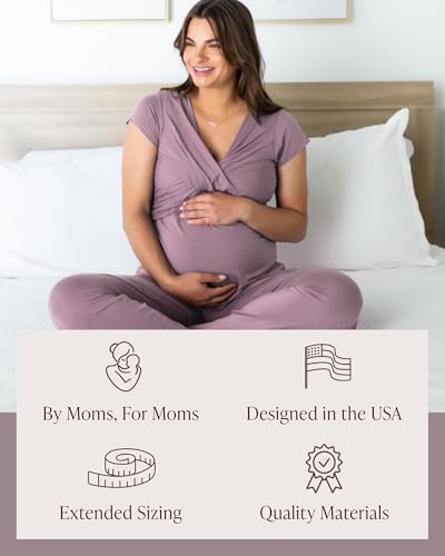 Kindred Bravely Davy Maternity and Nursing Pajama Set, Postpartum Sleepwear - color: Dusty Mauve, size: 1X