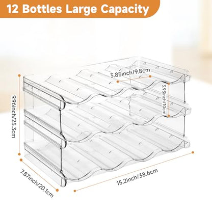 Stackable Water Bottle Organizer Large Compartment Water Bottle Holder - size: 3 Pack
