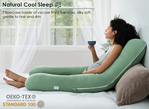 QUEEN ROSE Cooling Pregnancy Pillow, U Shaped Maternity Body Pillow, Green - color: Green
