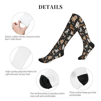 Compression Socks Knee High Support Stockings Women Men - color: Puppy Dog