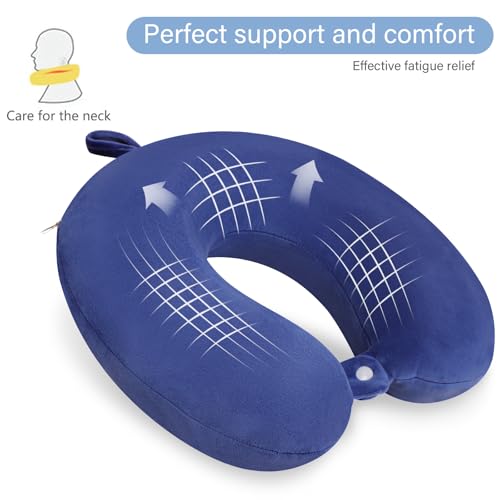 Travel Pillow, Neck Pillows for Airplanes, Memory Foam, Vivid Blue - color: Vivid Blue