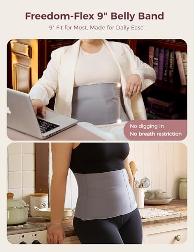 Momcozy Ergowrap Petite Belly Binder, 3D Lifting & Ergonest Back Support - color: 9" / Gray, size: Large