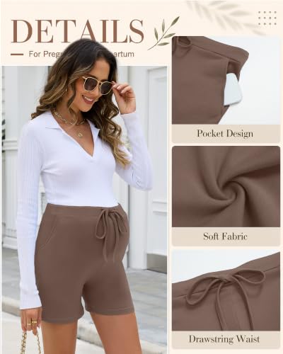 Ficerd 4 Pack Women's Maternity Athletic Shorts - color: Coffee, Gray Green, Gray, Black, size: Small
