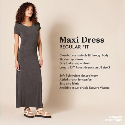 Amazon Essentials Women's Short-Sleeve Maxi Dress - color: Navy, size: Large
