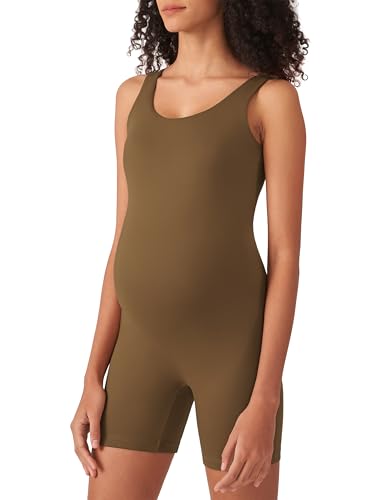 POSHDIVAH Maternity Romper Shorts Double Lined Jumpsuit - color: Dark Brown, size: XX-Large
