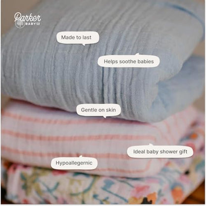 Parker Baby Co. Soft Muslin Baby Swaddle Blankets, 3 Pack - Blossom Set - color: Blossom