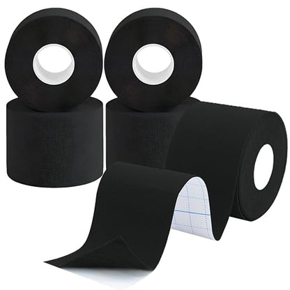 5 Rolls Kinesiology Tape, 1.5in x 16.4ft Adhesive Sports Tape,Waterproof - color: Black