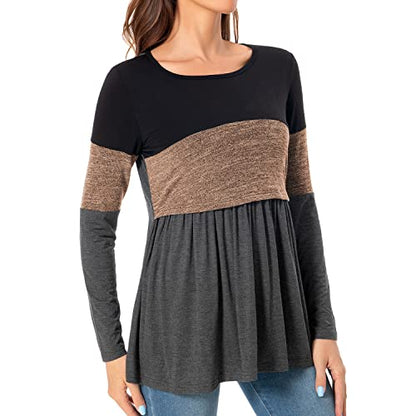 Bearsland Women’s Scoop Neck Nursing Top - color: Brown, size: Medium