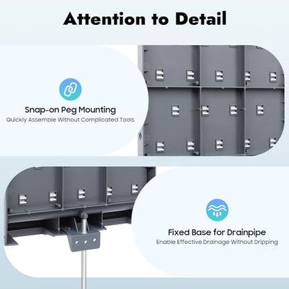 2 Pcs Lab Glassware Drying Rack, 27 Detachable Pegs Wall Mount Glassware Drying Rack, Heavy Duty PP Lab Pegboard for Test Tubes, Beakers, Flasks, Lab Supplies