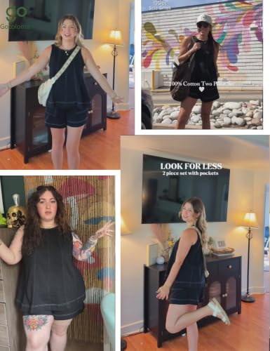Womens 2 Piece Lounge Set Tank Top and Shorts - color: Black, size: X-Large