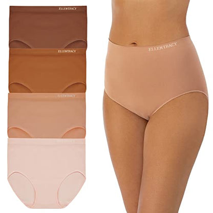ELLEN TRACY Full Coverage Panties Seamless Underwear Briefs for Women 4pack - color: Nude Pack, size: 3X