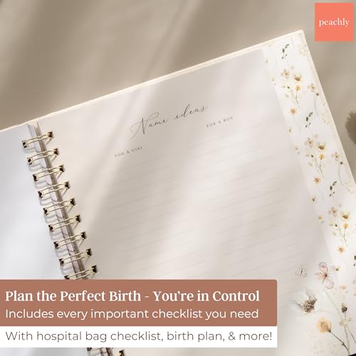 Peachly Pregnancy Journal for First Time Moms - Linen Memory Book - color: Beige